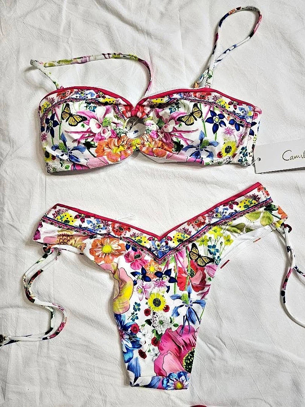 Camilla Floral Bikini Set in White & Pink